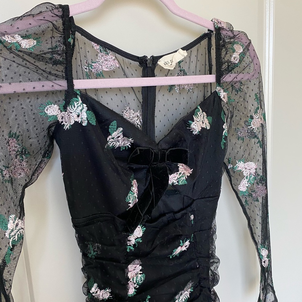 Floral Embroidered Black Dress